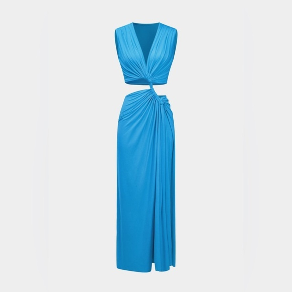 Elegant Blue Sleeveless Dress M Mc1